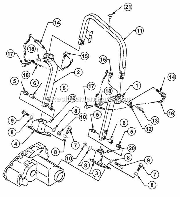 Safety Frame Diagram and Parts List for 54A-458D100, 590-603-100 Cub Cadet Lawn Tractor